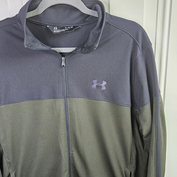 Under Armour Green Fitted Mens XL Track Jacket Zip UP Collared Active Wear Gym - Picture 3 of 6